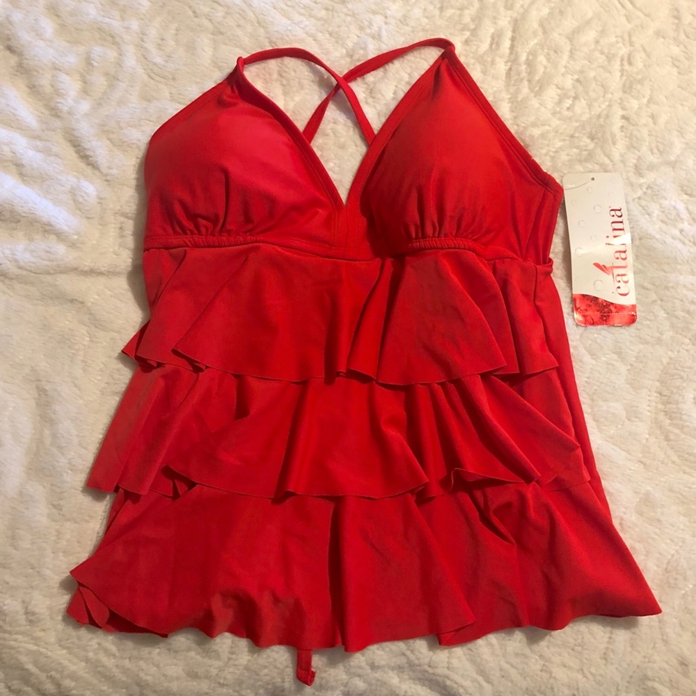 Red Flattering Tankini w open back!